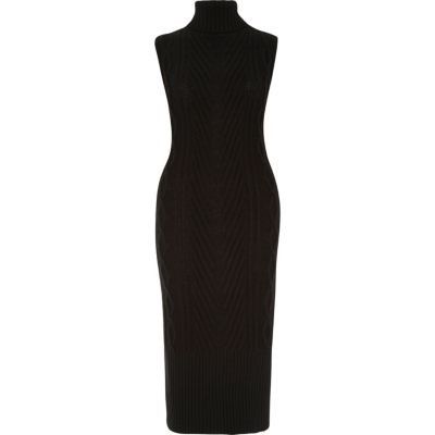 Black cable knit tabard dress